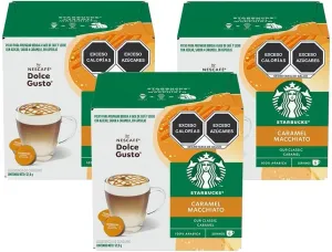 NESCAFÉ DOLCE GUSTO, Cápsulas para café STARBUCKS Caramel Macchiato 3 Paquetes con 12 Cápsulas Cada Uno