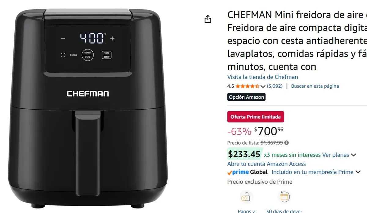 Mini freidora de aire 