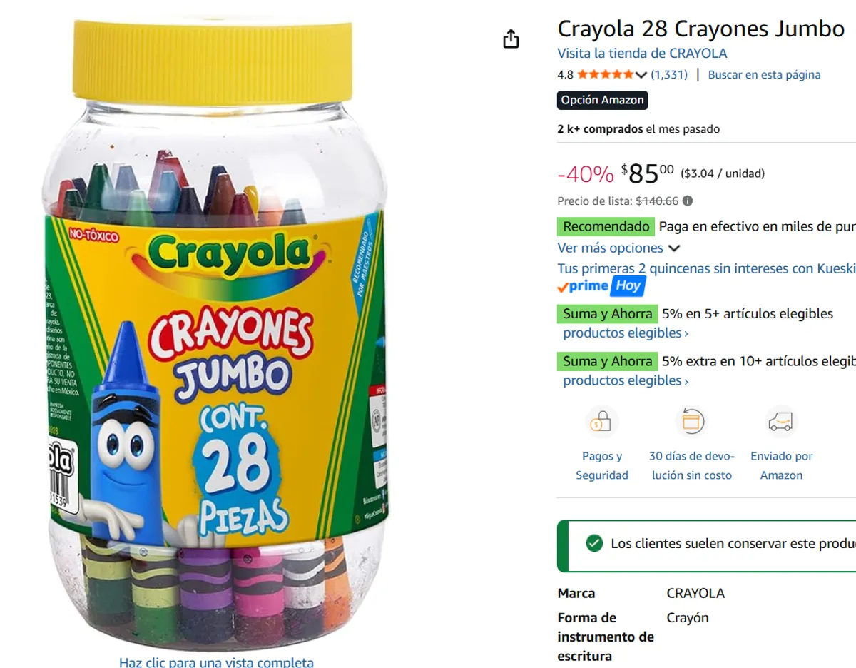 28 Crayones Jumbo