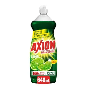 Jabón Líquido para Trastes Axion Limón 640 ml. Máximo Poder Arrancagrasa | Menos Tallado y Mayor Rendimiento, Elimina Malos Olores, Frescura Cítrica Biodegradable, Protección Total para tu Vajilla