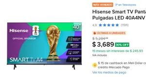 Hisense Smart TV Pantalla 40 Pulgadas LED 40A4NV Vidaa