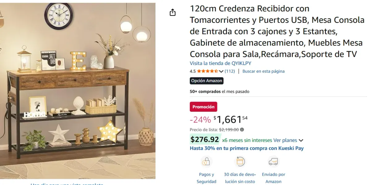 Mesa con 3 cajones y 3 Estantes, Gabinete de almacenamiento