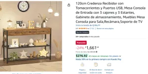 Mesa con 3 cajones y 3 Estantes, Gabinete de almacenamiento