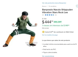 BANPRESTO DE ROCK LEE CON CASI 40% DE DESCUENTO VENDIDO POR BANDAI!!!