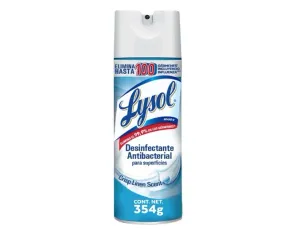 Lysol® Aerosol Desinfectante Antibacterial para Superficies Crisp Linen 354 g efectivo contra el SARS-CoV-2, virus causante de COVID-19 incluyendo la variante Delta y Ómicron