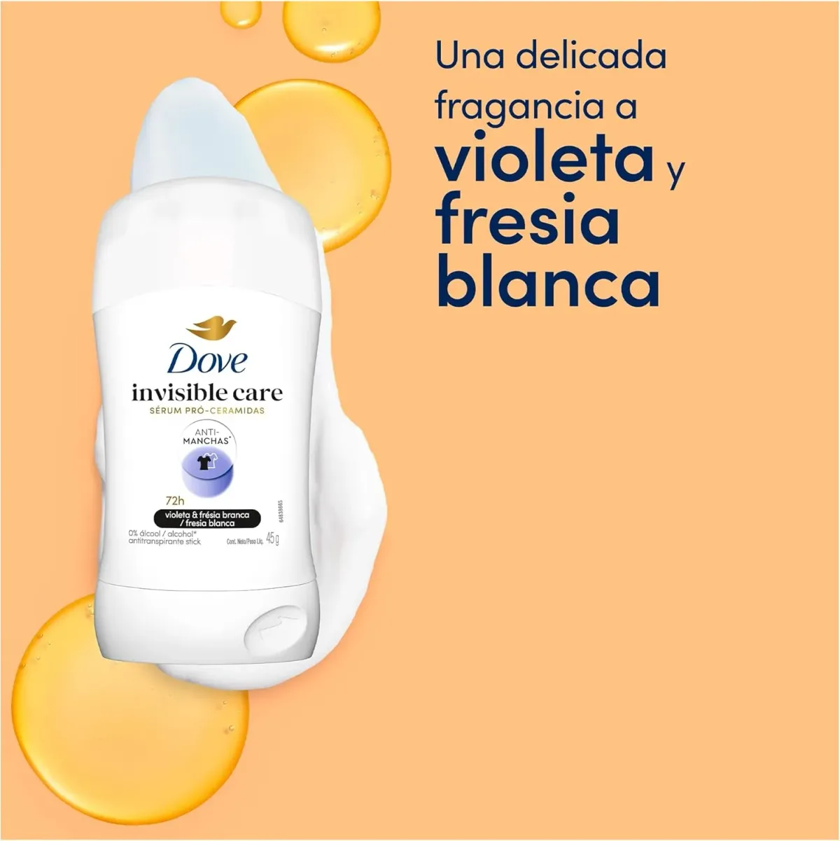 Dove Antitranspirante en Barra Invisible Dry desodorante para mujer con 48 horas de protección, 45 g