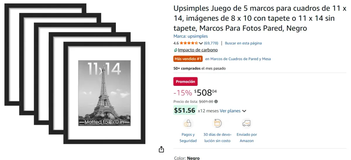 Juego de 5 marcos para cuadros de 11 x 14