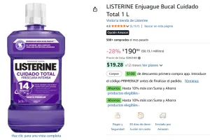 LISTERINE Enjuague Bucal Cuidado Total 1 L