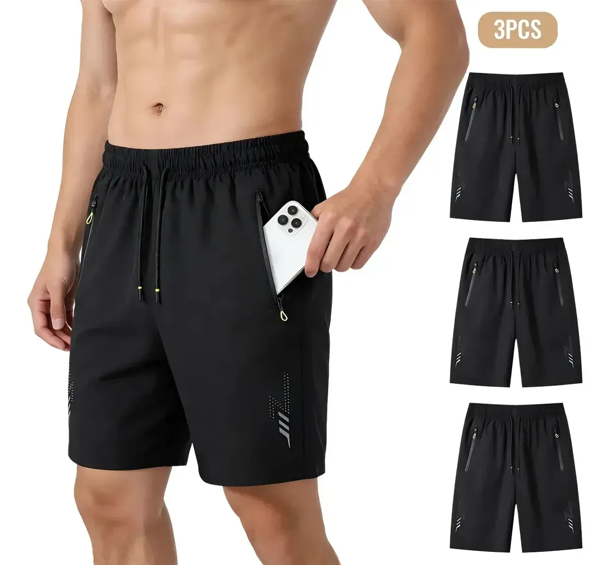3pcs Shorts Deportivos Hombre Suelto Licra Para Gym Y Correr