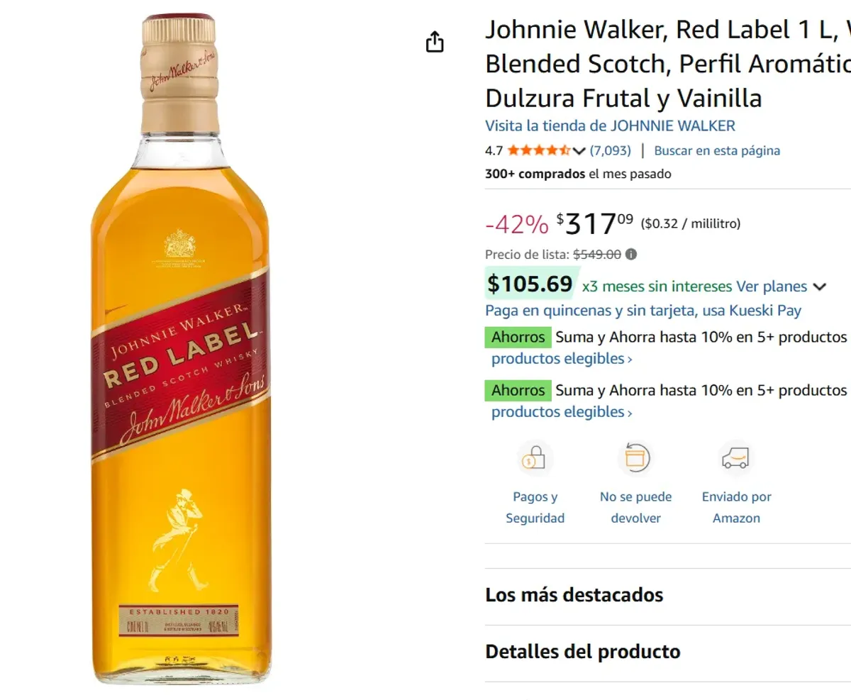 escoces Red Label 1 L, 