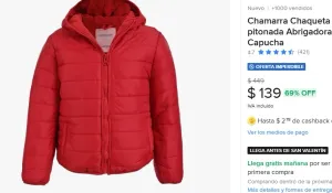 Chamarra Chaqueta Niña Capitonada Abrigadora Forro Capucha