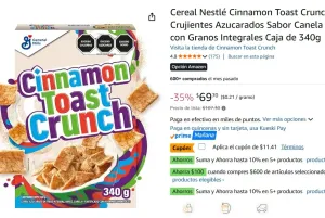 PARA EL ANTOJO!!! CON EL CUPON QUEDAN EN 57 PESITOS!! Cinnamon Toast Crunch  340g  