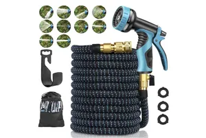 Manguera de Jardín Expandible 15 Metros, Flexible con Boquilla 10 Modos | Conectores de Latón de 3/4" Resistentes y Antifugas, Ideal para Regar, Lavar Coches y Limpiar Patios