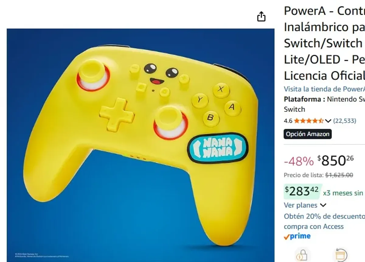 PowerA - Control Inalámbrico para Nintendo Switch/Switch 2 / Switch Lite/OLED - Peely - Con Licencia Oficial