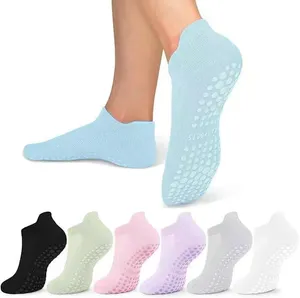 ANNA TOSANI 7 Pares Calcetines De Yoga, Calcetas Deportivos de Corte Bajo, Calcetines de Pilates Antideslizantes Mujer Calcetas Deporte para Ballet, Danza, Fitness, Baile Descalzo, Talla única