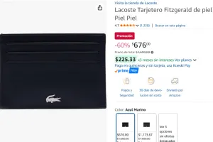 Lacoste Tarjetero de piel para hombre 