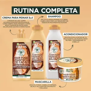 Kit Garnier Fructis Hair Food Manteca de Cacao Rutina Restauración de Rizos: Shampoo, Acondicionador y Crema para Peinar de 300ml + Mascarilla 350ml, Nutrición y Definición por 72 Horas