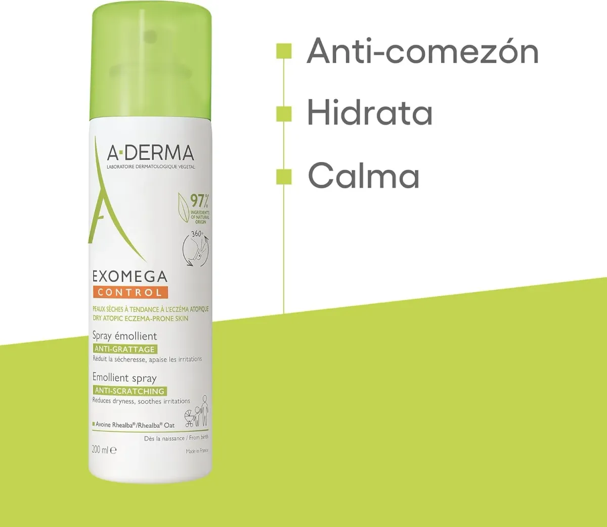 ADERMA, Exomega Control Spray Emoliente Anti-Comezón, Para Piel Seca a Muy Seca con Tendencia Atópica, 200ml
