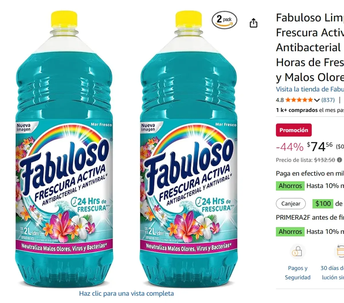 Fabuloso Limpiador Multiusos  2 x 2 L. 