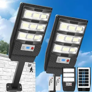 Cielitolumino 2 Pack Lámpara Solar 2000w Alta Potencia 178 Led 6500k Luz Blanca Fría Sensor De Movimiento Control Remoto Para Jardín Exterior Suburbio Patio Resistente