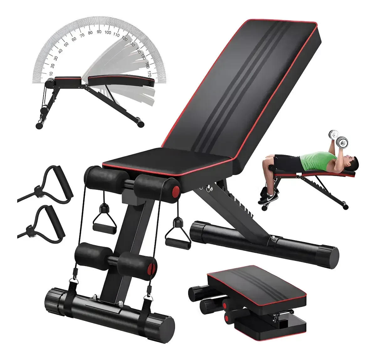 Banco De Ejercicio Fitness Multiposiciones Ligas Abdominales