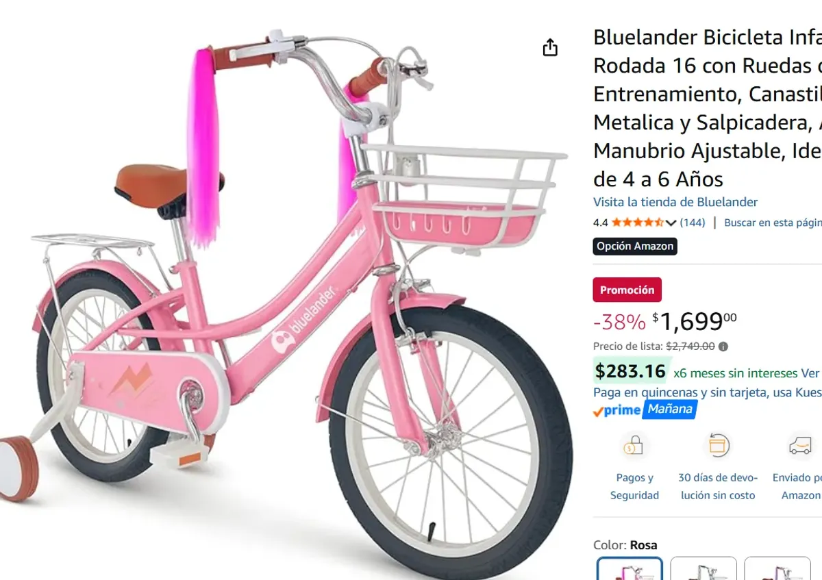 Bicicleta Infantil para Niña
