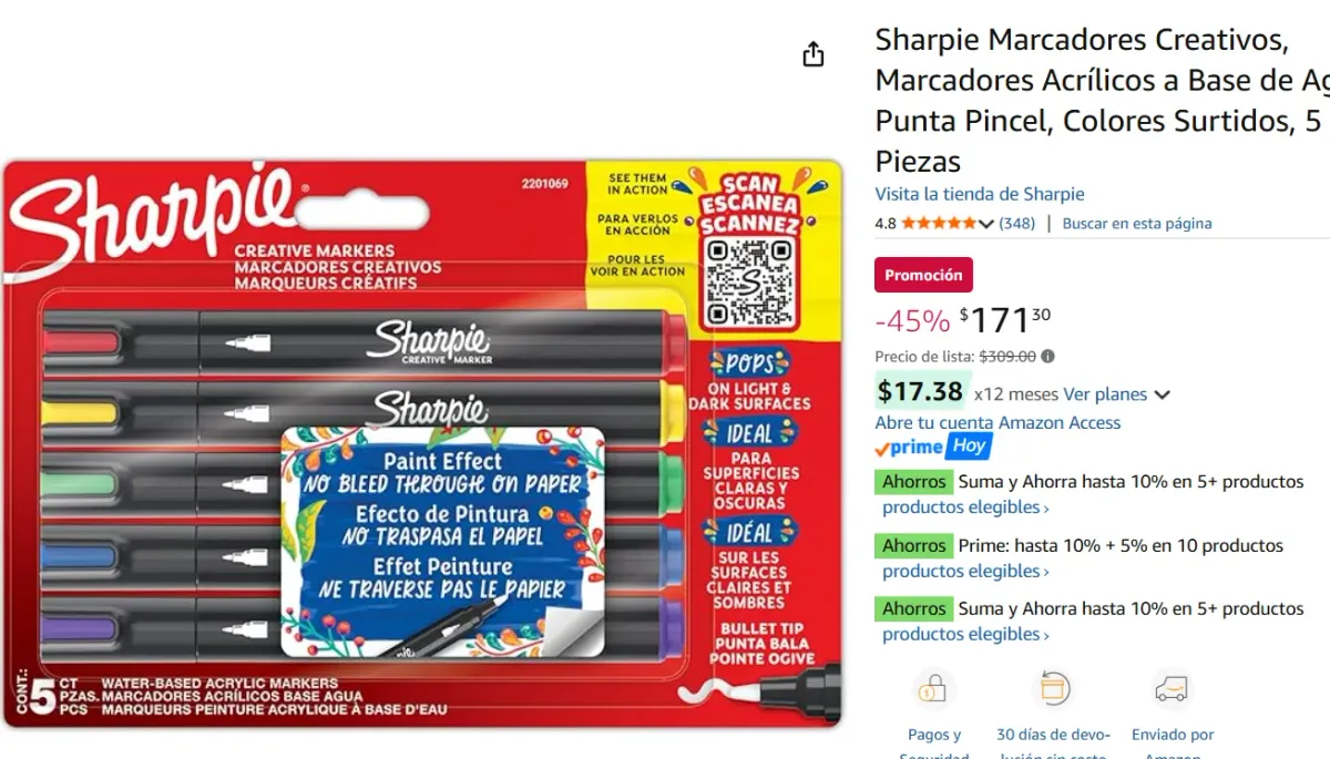 Sharpie Marcadores Creativos, 5 Piezas