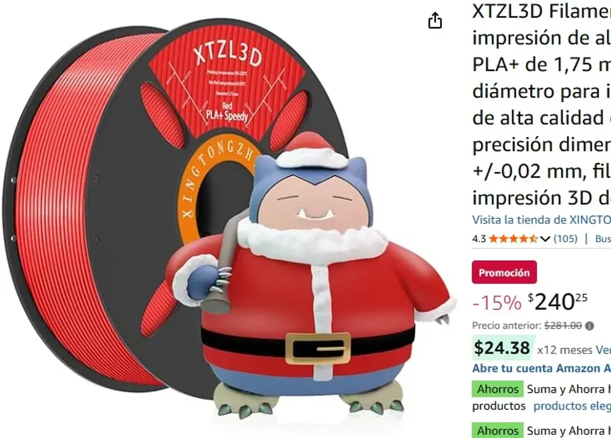XTZL3D Filamento de impresión de alta velocidad PLA+ de 1,75 mm de diámetro para impresión 3D de alta calidad con una precisión dimensional de +/-0,02 mm, filamento de impresión 3D de 1 kg (Rojo)