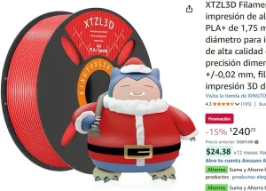 XTZL3D Filamento de impresión de alta velocidad PLA+ de 1,75 mm de diámetro para impresión 3D de alta calidad con una precisión dimensional de +/-0,02 mm, filamento de impresión 3D de 1 kg (Rojo)