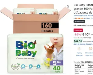 Pañal Bebé Talla 5 X-grande 160 Pañales