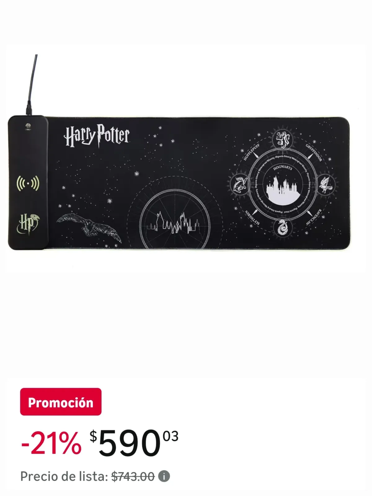 MOUSEPAD DE HARRY POTTER CON CENTRO DE CARGA INALÁMBRICA