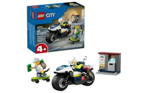 LEGO City Persecución en Moto de Policía Set de Construcción con Moto de Juguete, Juego Imaginativo para Niños de 4 Años o Más, Incluye Patineta, Cajero Automático y Más 60455