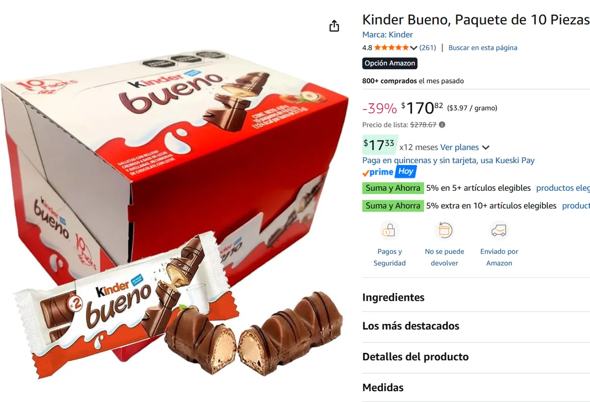 Kinder Bueno, 10 Piezas 