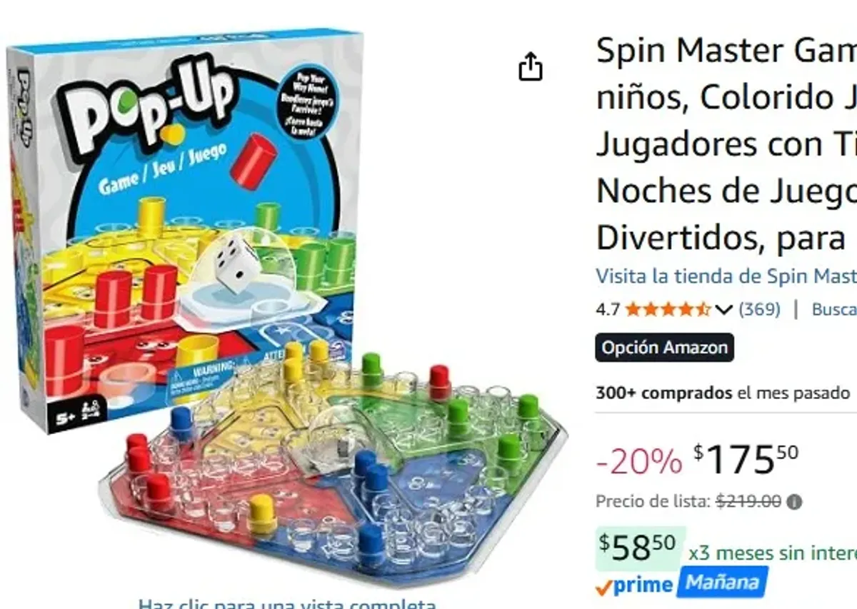 Spin Master Games, Juego Pop-Up para niños, Colorido Juego de Mesa para 2-4 Jugadores con Tirador automático para Noches de Juego en Familia, Juegos Divertidos, para niños a Partir de 5 años