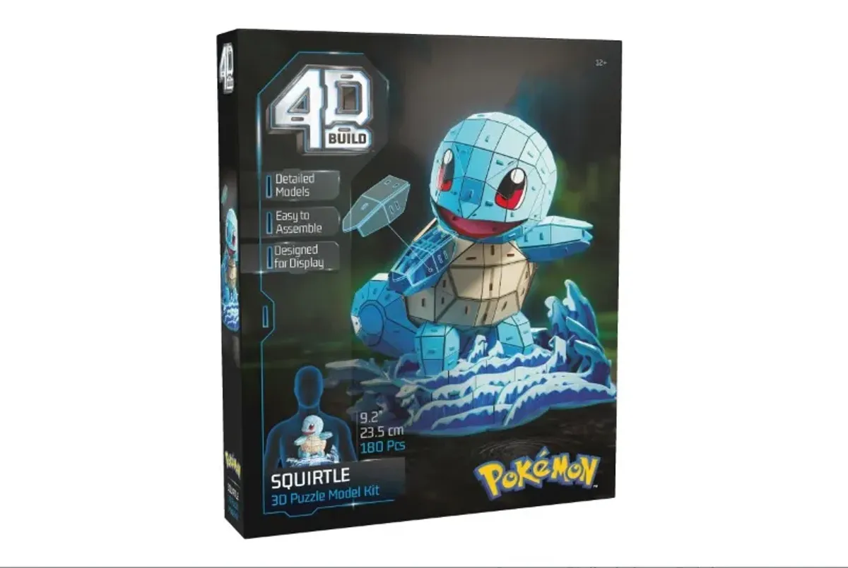 4D Build, Squirtle de Pokémon en 3D, coleccionables de Pokémon, Rompecabezas para Adultos, Juguetes de construcción, Rompecabezas en 3D para Adultos y Adolescentes, 180 Piezas, a Partir de 12 años