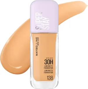 Maybelline Super Stay Lumi Matte Base de Maquillaje Líquida, Alta Cobertura con Acabado Mate Luminoso, Tecnología Lightwear 30H de Duración, Tono 138, 30 ml