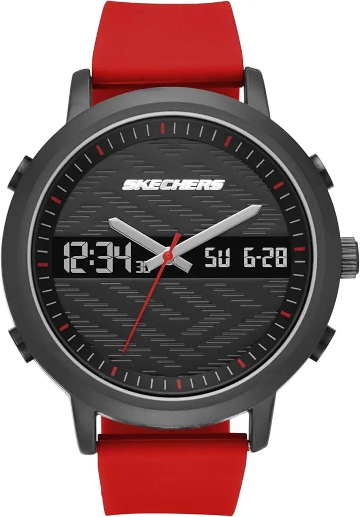 Skechers Lawndale Reloj digital analógico de cuarzo de metal y silicona para hombre