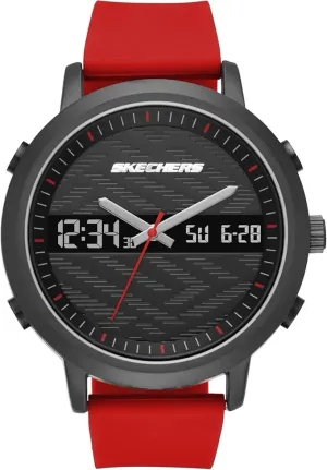 Skechers Lawndale Reloj digital analógico de cuarzo de metal y silicona para hombre