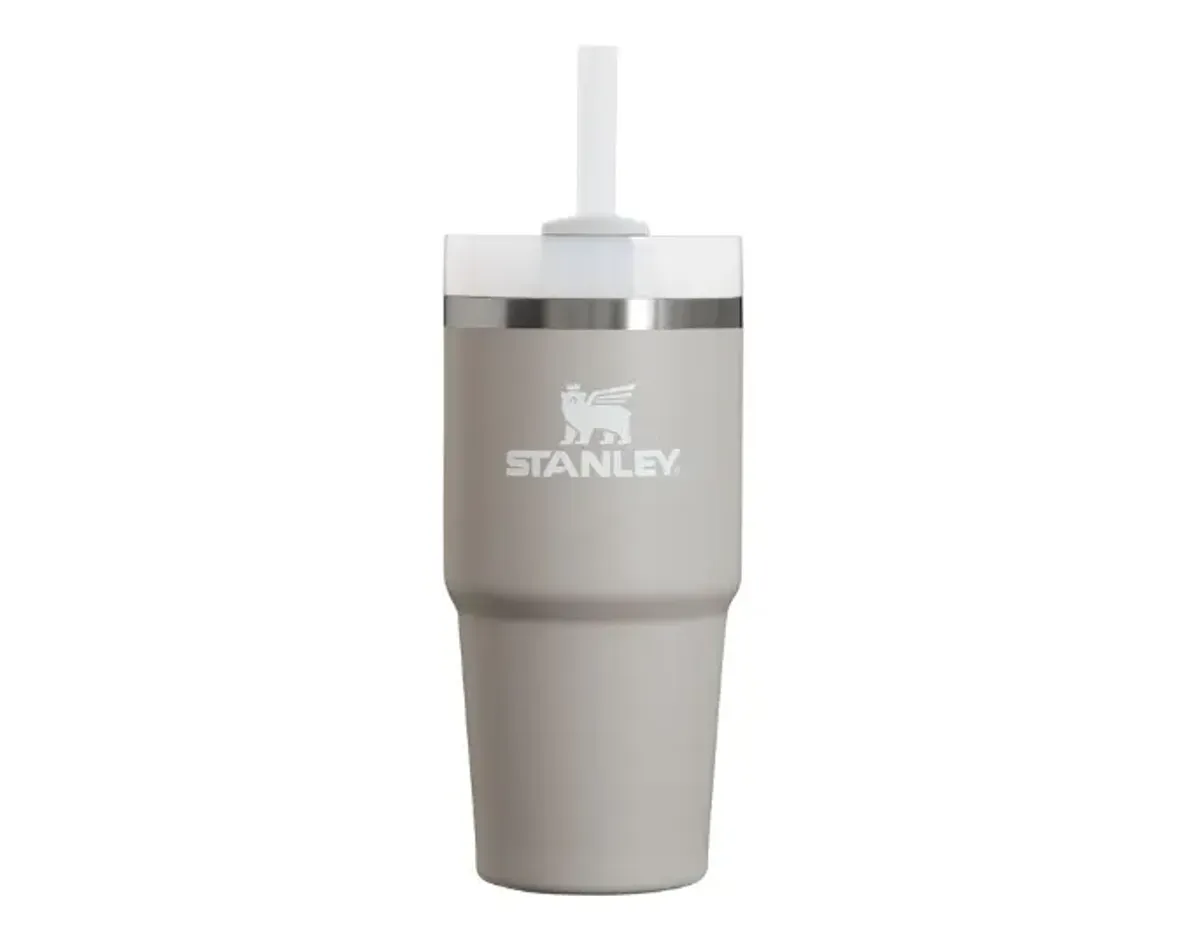 Stanley Quencher H2.0 Vaso con pajita de 14 onzas, tapa Flowstate de 3 posiciones, compatible con portavasos para viajes, taza de acero inoxidable aislada, sin BPA, ceniza