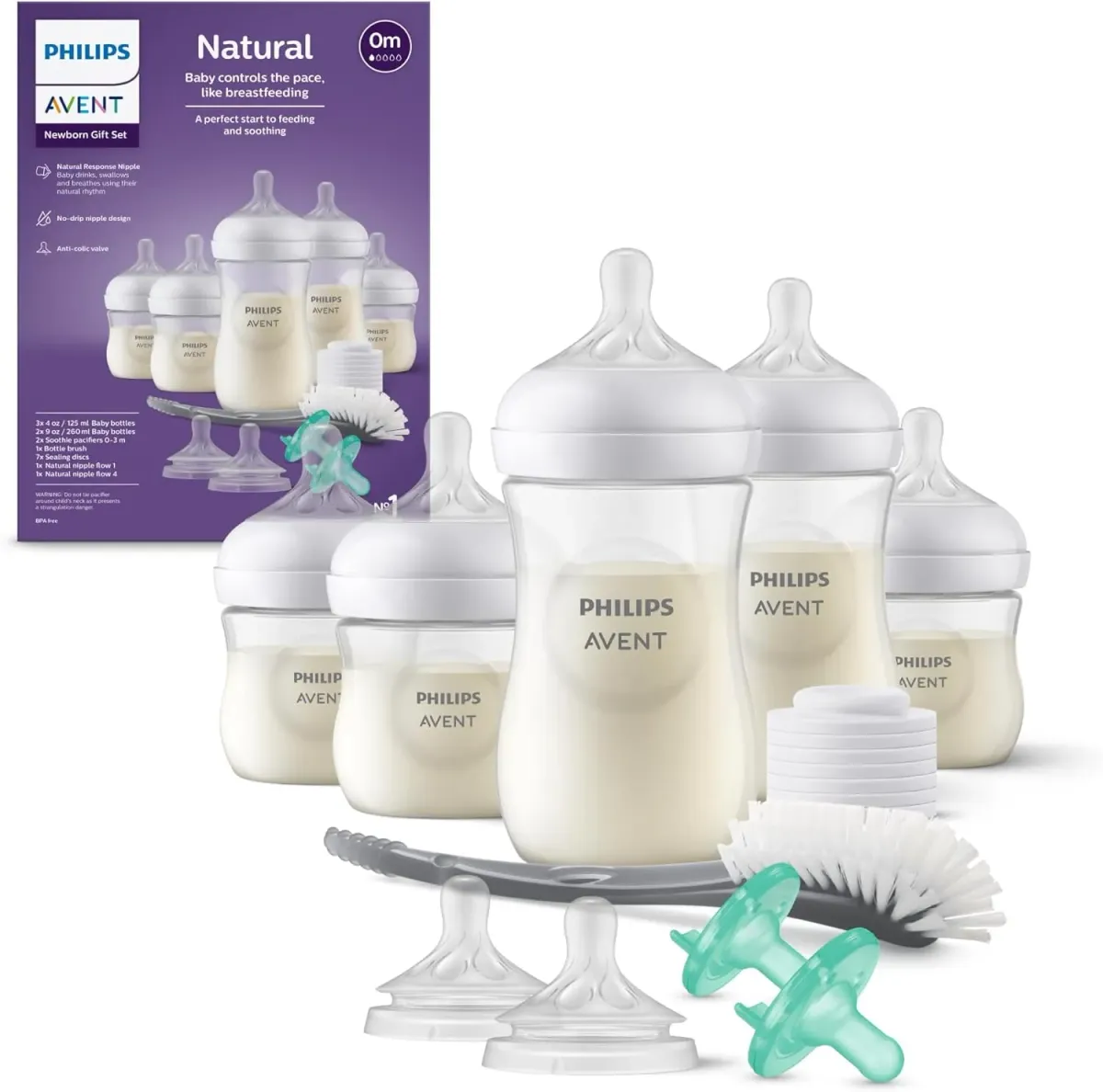 Philips Avent Set de Regalo Natural Response | Recién Nacido | 4oz/125 ml / 9oz/260 ml | SCD838/02