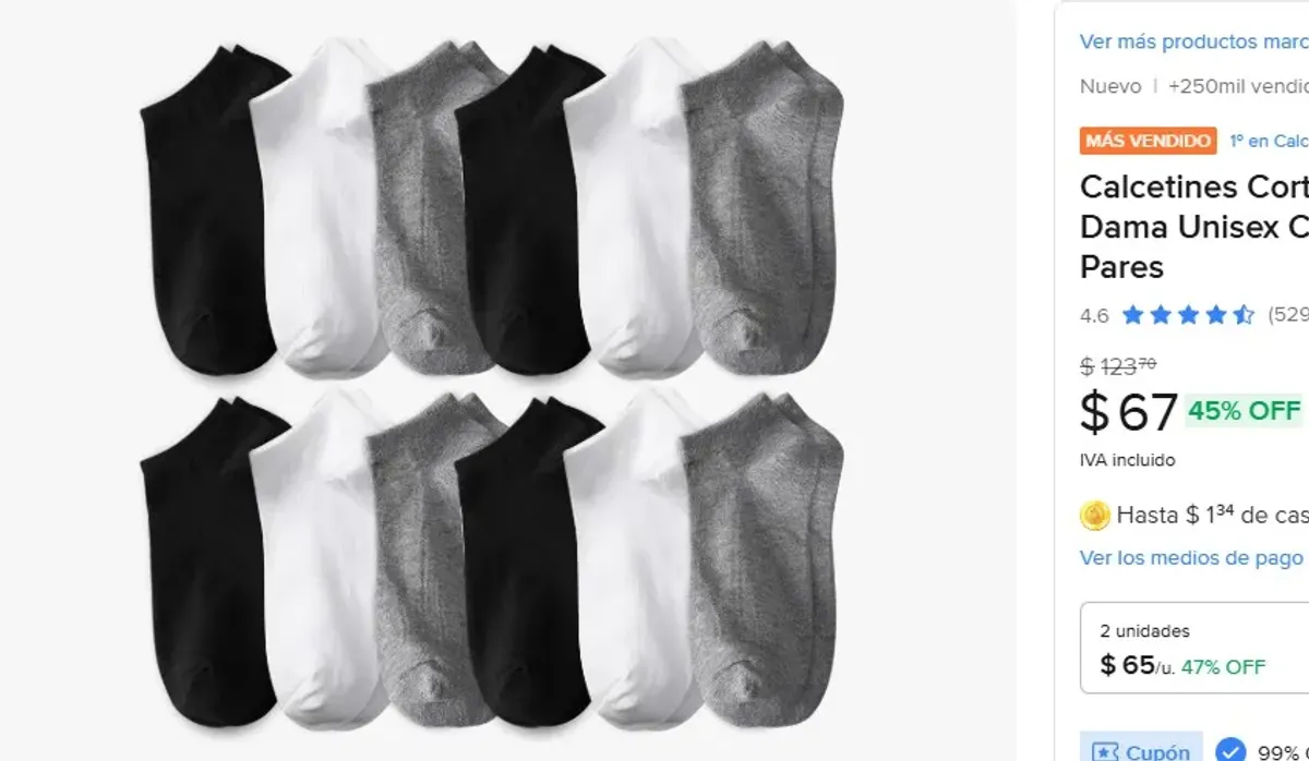 Calcetines Cortos Hombres Dama Unisex Cómodo 12 Pares