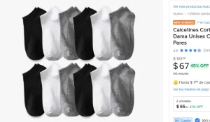 Calcetines Cortos Hombres Dama Unisex Cómodo 12 Pares