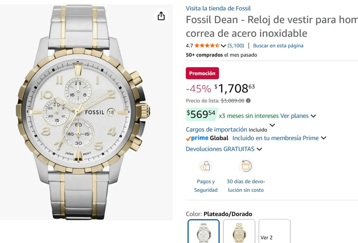 Fossil - Reloj de vestir 