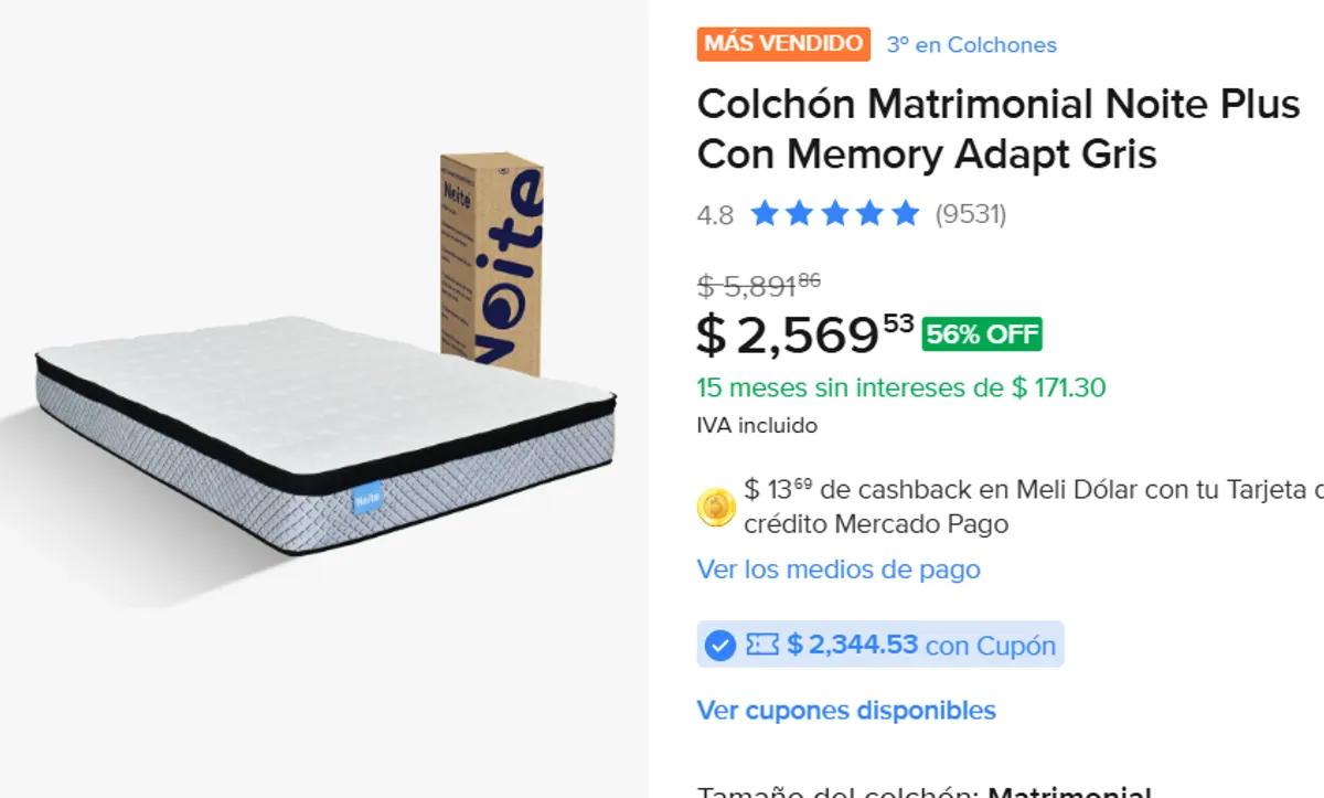 Colchón Matrimonial Noite 