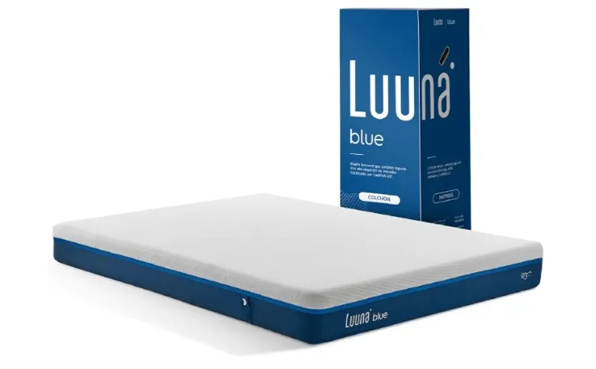 Luuna Blue Colchón en Caja, Queen Size, Dos Capas de Espumas Certificadas de Alta Densidad, Firmeza Media, Frescura Soporte y Durabilidad, 10 Años de Garantía y 100 Noches de Prueba, Hecho en México