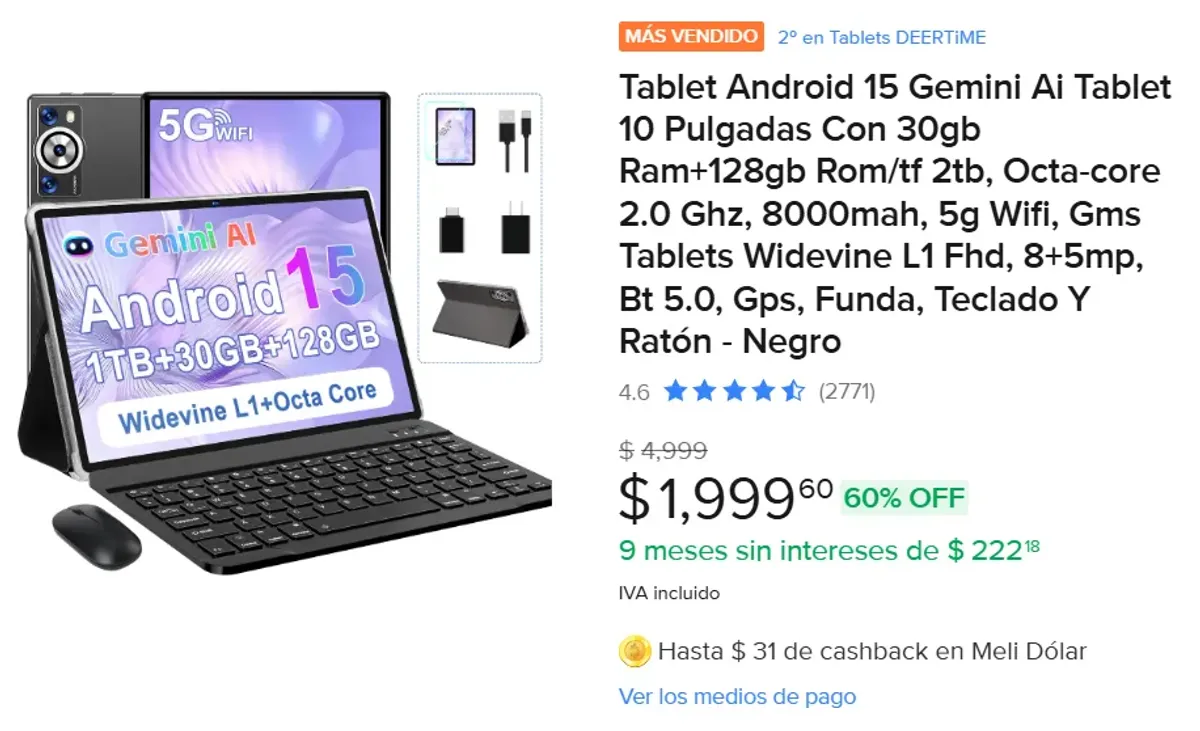 Tablet Android 15 Gemini 10 Pulgadas 
