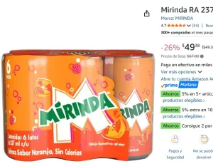 Mirinda RA 237 Ml Lata 6 Pack
