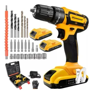 Taladro Destornillador Inalámbrico Kit De Taladros Impacto RUOMU XMMXF034YE Color Naranja