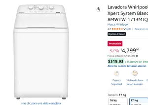 Lavadora Whirlpool 17kg 