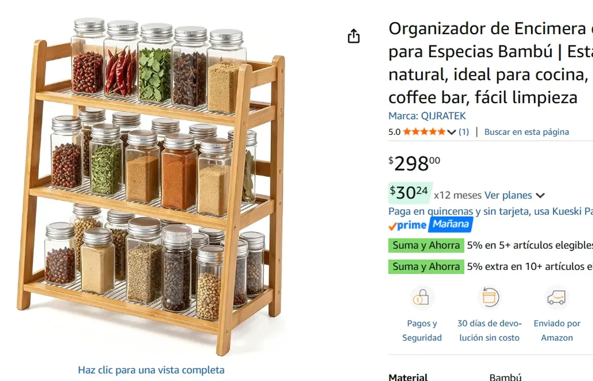 Estante de bambu para Especias 